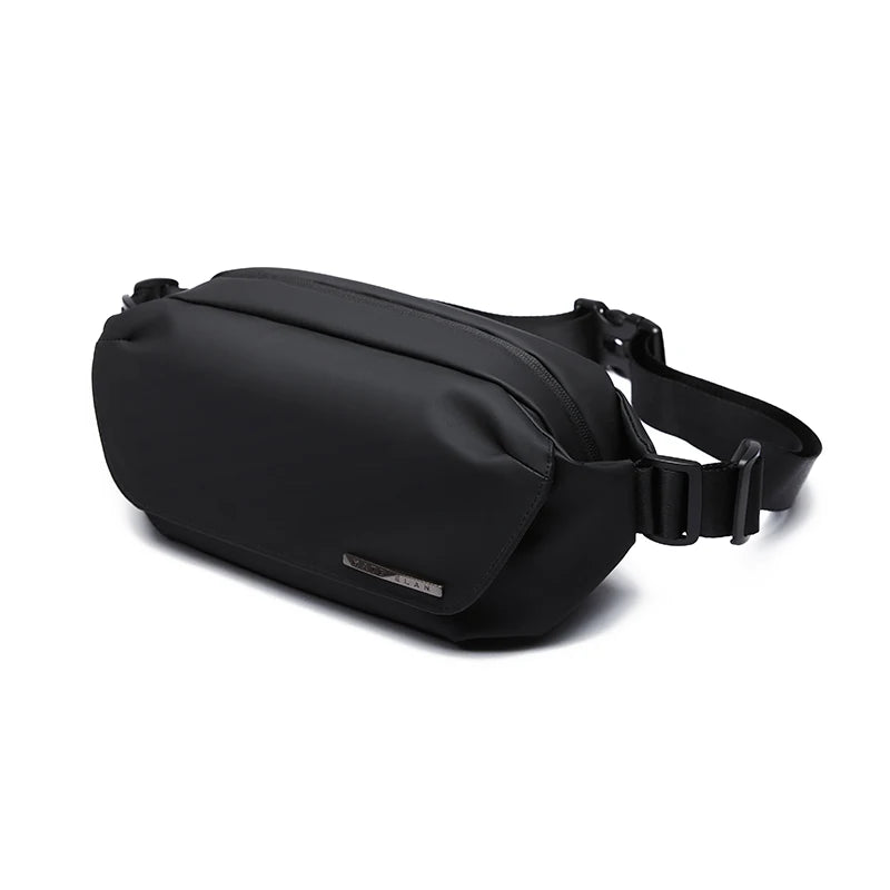 Premium Crossbody Bag with Magnetic Buckle, Fashion Waterproof Sling Bag Black Shoulder Bag for Men Travel Sport