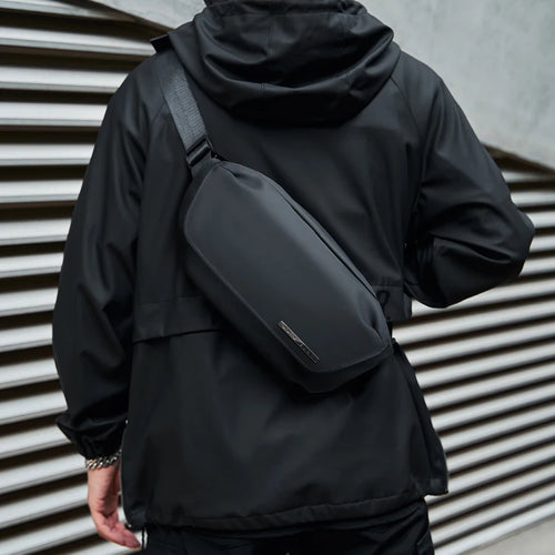 Premium Crossbody Bag with Magnetic Buckle, Fashion Waterproof Sling Bag Black Shoulder Bag for Men Travel Sport